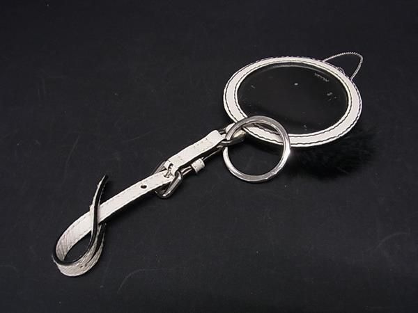 Prada Saffiano Leather And Fur Key Holder Bag Charm Ivory At5921