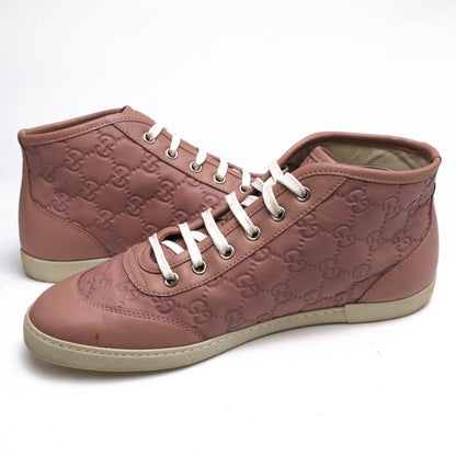 Gucci Shoes Sneakers Shoes High Cut Ladies Women Leather Genuine Pink 391499