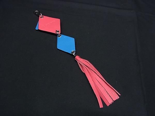 Loewe Leather Tassel Key Ring Key Holder Bag Charm Women's Pink And Blue