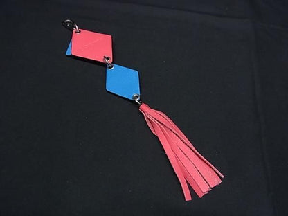 Loewe Leather Tassel Key Ring Key Holder Bag Charm Women's Pink And Blue