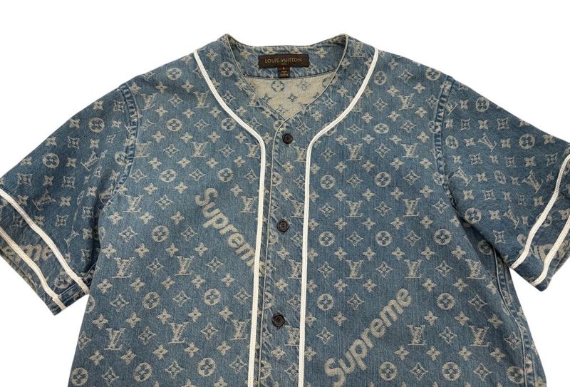 2254 Louis Vuitton Baseball Shirt Hdd92wall Monogram Denim Short Sleeve S Size