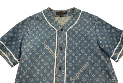 2254 Louis Vuitton Baseball Shirt Hdd92wall Monogram Denim Short Sleeve S Size