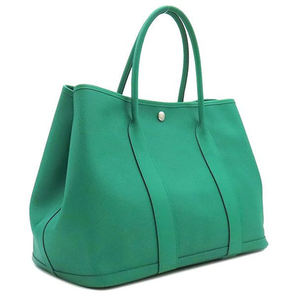 Hermes Garden Party PM Tote Bag Vaux Epson Vert Jade Silver Hardware Green