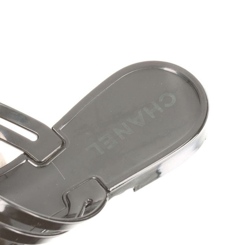 Chanel Coco Mark Camellia Rubber Sandals Women's 35 Black And White Made In