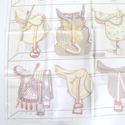 Hermes 2025 Carre Geant Carre 90 All In The Saddle 100% Silk White/jeanne