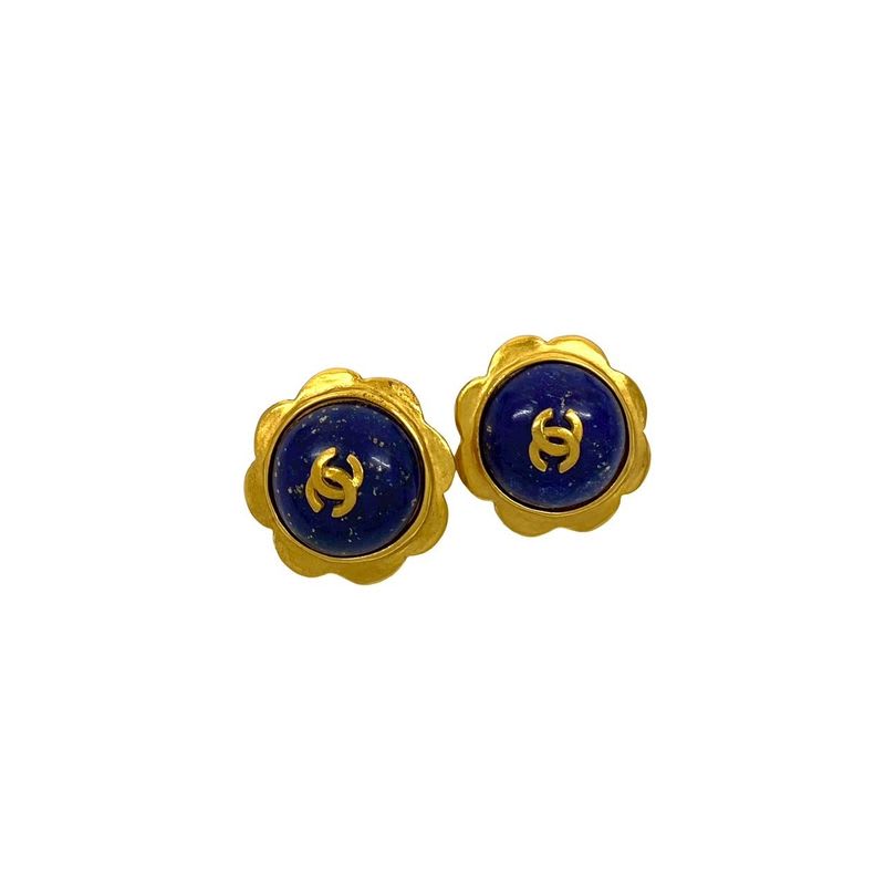 Chanel Vintage Coco Mark Motif Earrings Ear Cuff Accessories Gold 97P