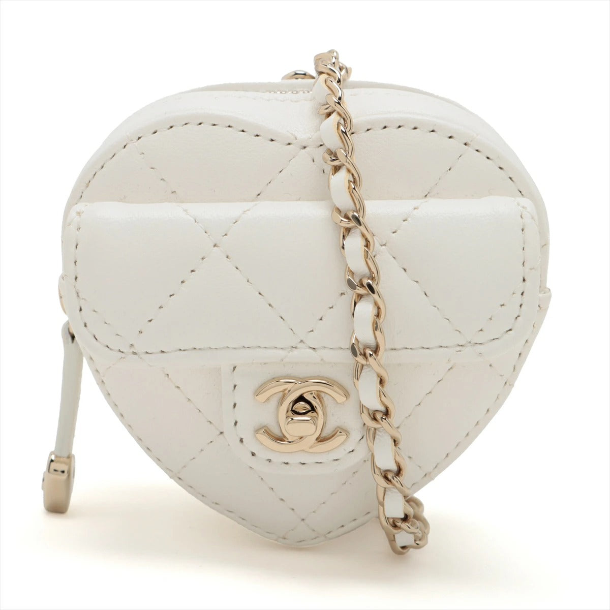 Chanel Lambskin Quilted CC In Love Heart Bag White