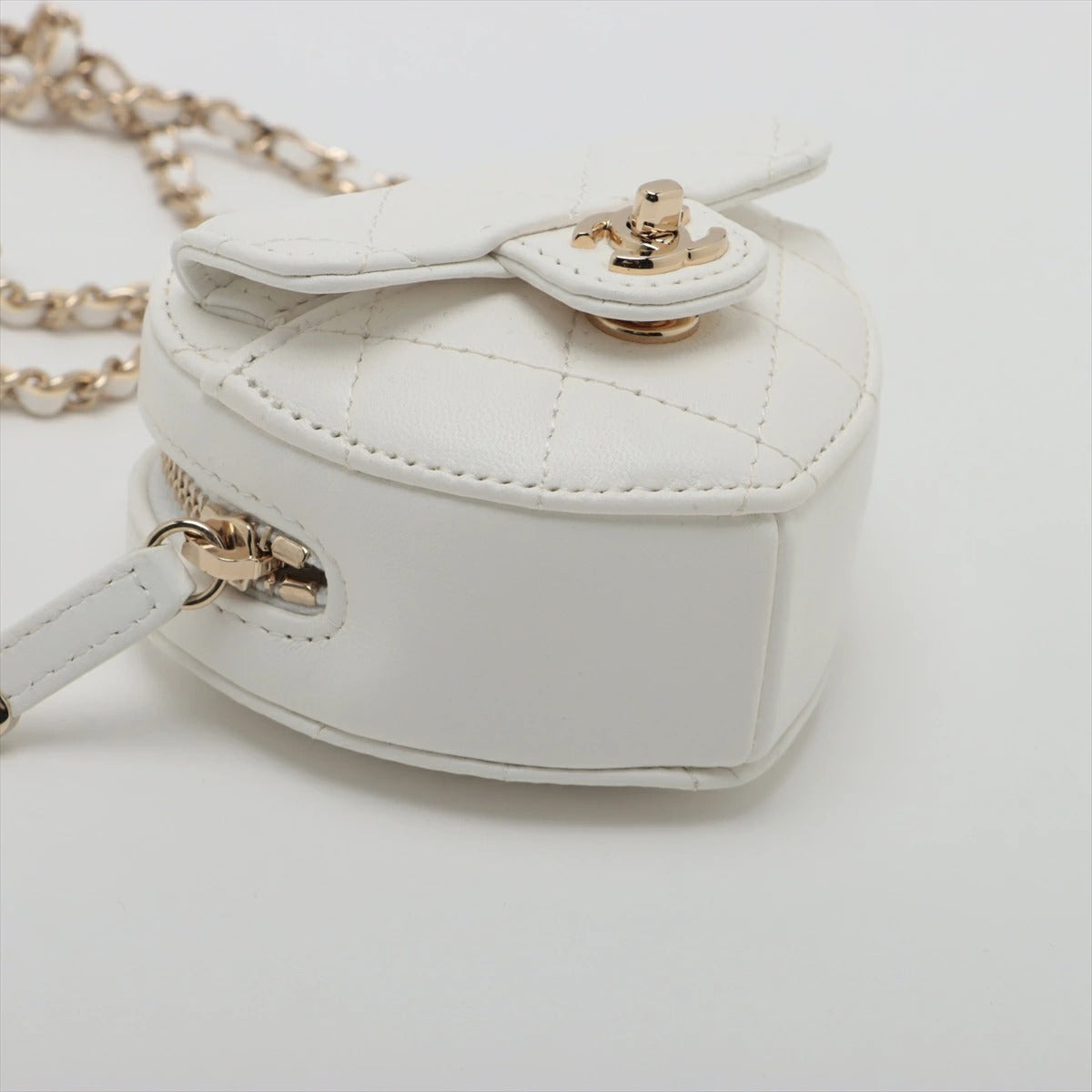 Chanel Lambskin Quilted CC In Love Heart Bag White