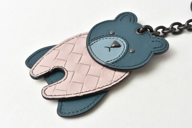 Bottega Veneta Key Ring Key Holder Bottega Veneta Bagcharm Bear Rose Blue 525234