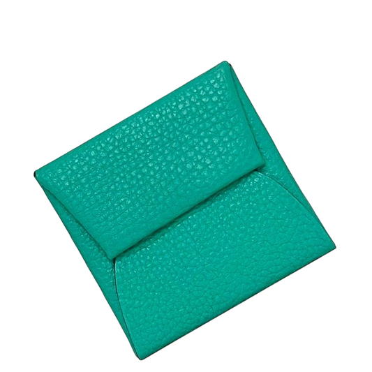 Hermes Coin Case Bastia Green Mint Excellent Condition Coin Purse Leather