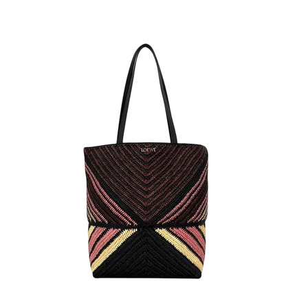 Loewe Tote Bag Folded Tote Medium Black Bordeaux Pink