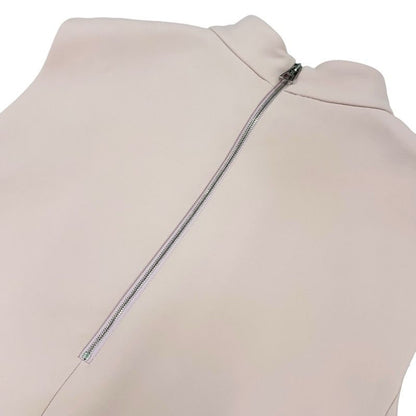 Louis Vuitton Dress Wool Silk Pink Silver Mock Neck Straight Sleeveless