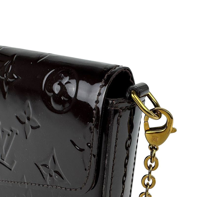 Louis Vuitton Chain Wallet Crossbody Shoulder Bag Monogram Vernis Pochette