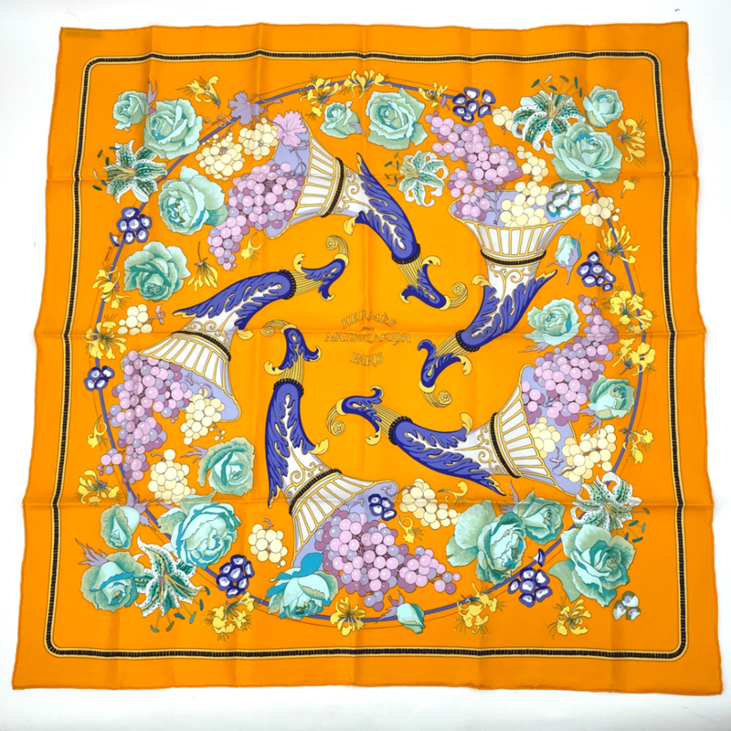 Hermes Carre 90 Scarf Silk Matsuzakaya Exclusive To Matsuzakaya Grape Blossoms