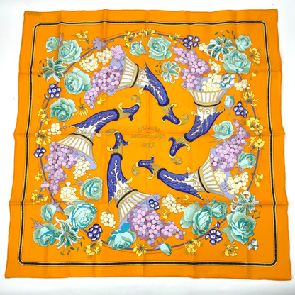 Hermes Carre 90 Scarf Silk Matsuzakaya Exclusive To Matsuzakaya Grape Blossoms