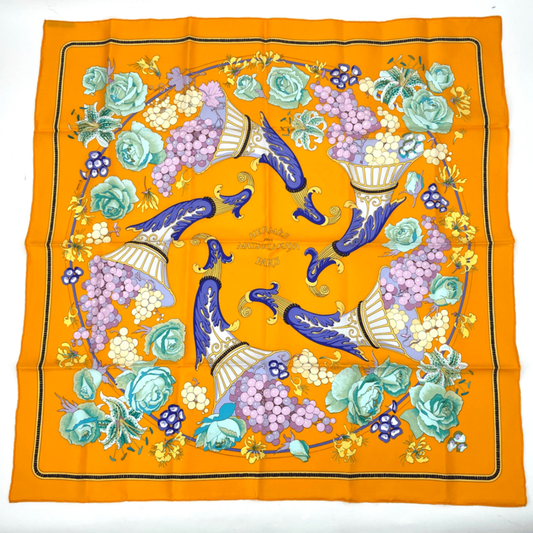 Hermes Carre 90 Scarf Silk Matsuzakaya Exclusive To Matsuzakaya Grape Blossoms