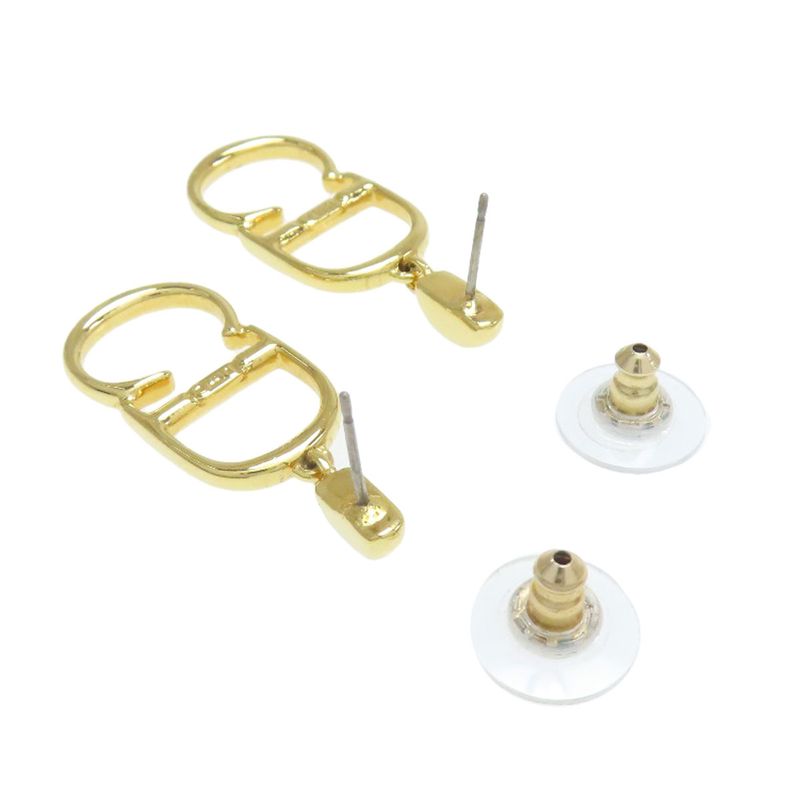 Christian DIOR CD Logo Earrings Metal Ladies