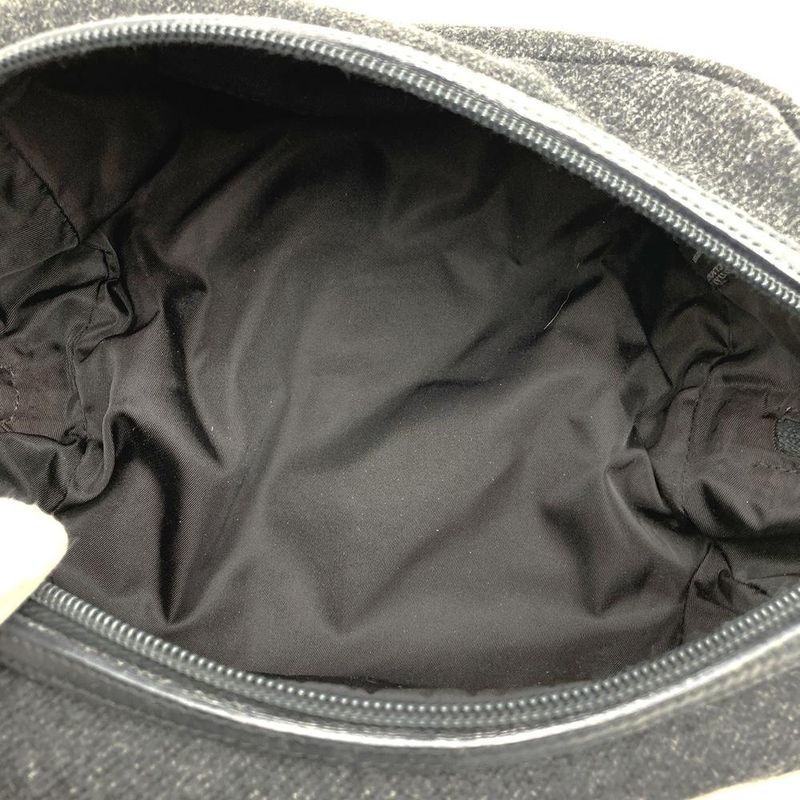 Prada Pouch Clutch Bag Small Bag Gray Wool Triangle Logo Fashion Women Men