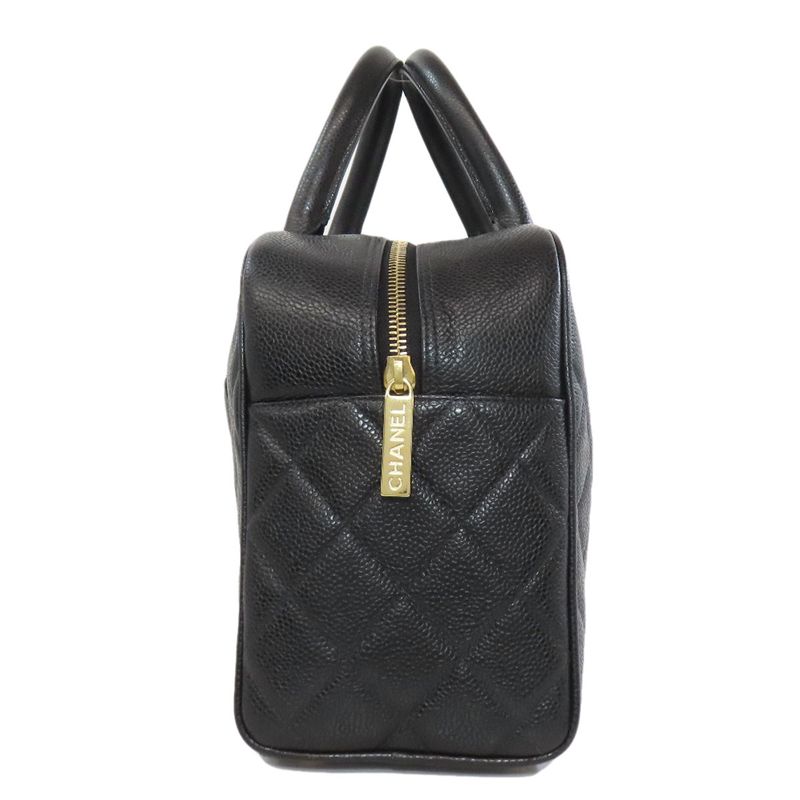 Chanel Matelasse Coco Mark Gold Hardware Boston Bag Grained Calfskin Women