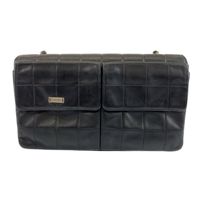 Chanel Vintage Chocobar Black Silver Hardware Lambskin 6135*** Chain Shoulder