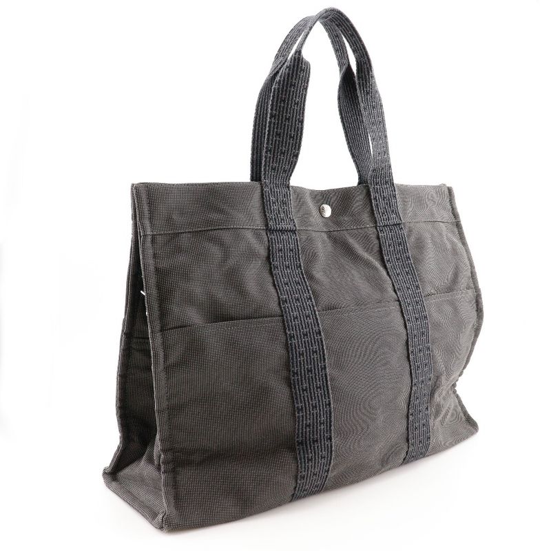 Hermes Yale Line Tote GM Nylon Canvas Gray Unisex Tote Bag
