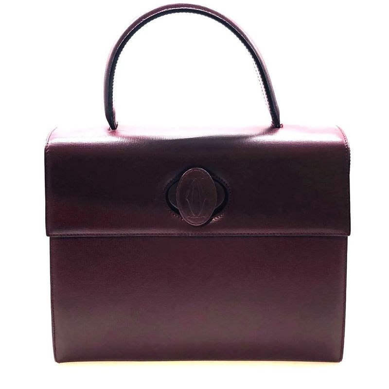 Cartier Mastline Handbag Turnlock Red Leather Ladies Preowned 005787