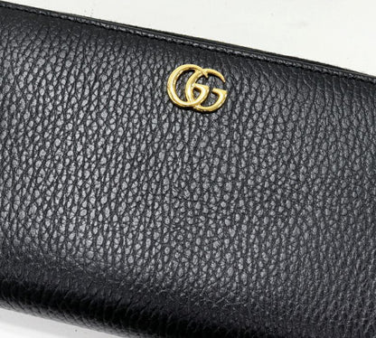 Gucci Round Zipper Long Wallet With Coin Purse GG Marmont Double G Zip Around