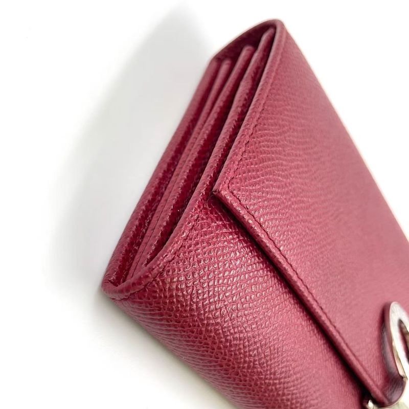 Bvlgari Bifold Leather Red Wallet Silver