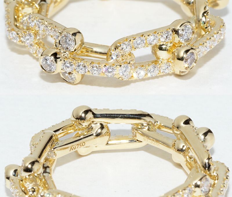 Tiffany & Co Ring 18K Yellow Gold Diamond 132ct Hardware Small Link Ring Full