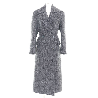 Celine 2 8W82 253C Phoebe Period Double Breasted Tweed Long Coat Greyish 34