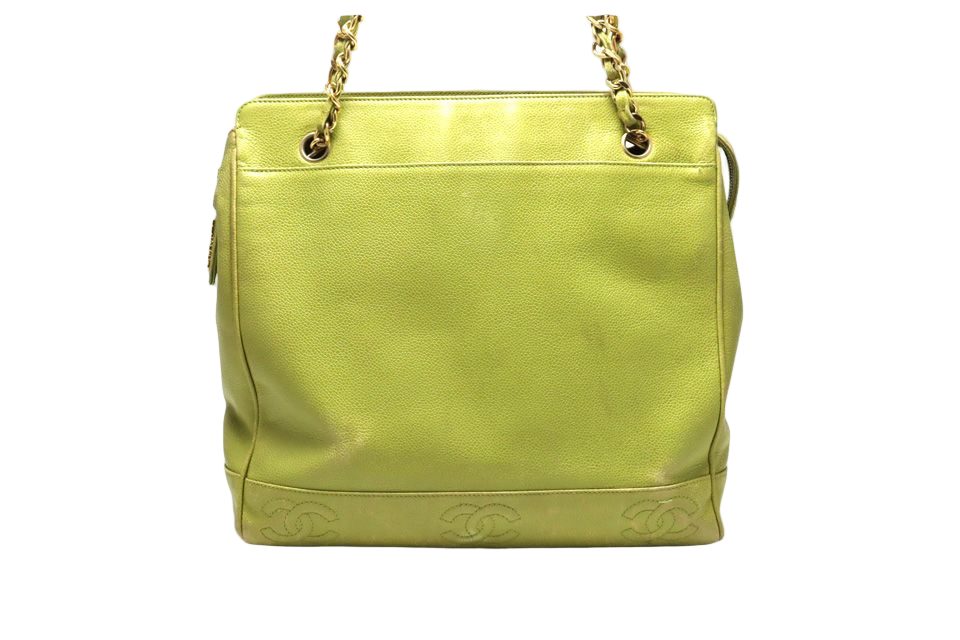 Chanel Caviar Leather Quilted Triple Coco Chain Tote