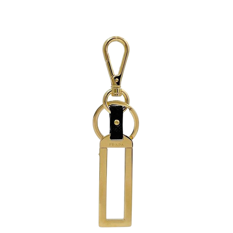 Prada Key Holder Gold Brown Black 1tl125 Never Used Excellent Condition