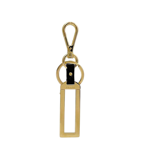 Prada Key Holder Gold Brown Black 1tl125 Never Used Excellent Condition