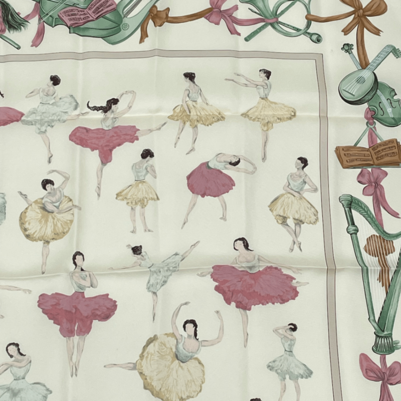 Hermes Carre 90 Silk Scarf La Danse La Danse Ballerina Beige