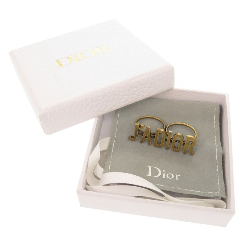 Christian Dior J'adior Double Finger Ring Metal Size M Gold Ring 1284 Christian