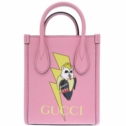 Gucci Bananya Collaboration 671623 Leather 2-way Handbag Pink 0727 Gucci