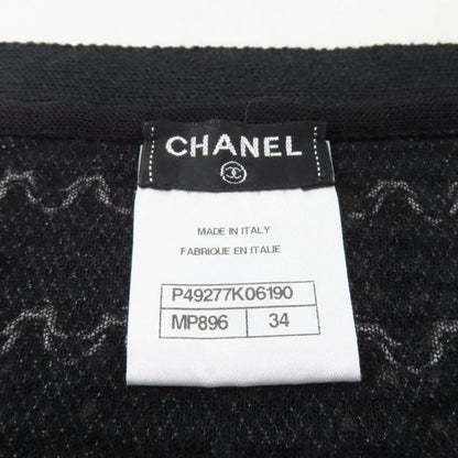 CHANEL P49277 Trapezoidal Wrap Skirt With Coco Mark Buttons Black White 34 Made