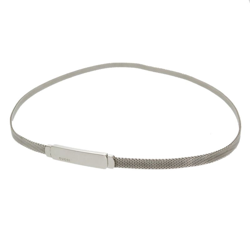 Gucci Plate Belt Metal Silver 0218 Gucci Ladies