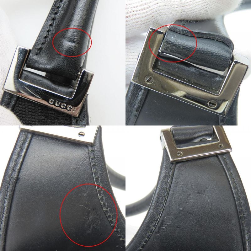 Gucci Handbag 01719 Jackie GG Canvas Black Silver Hardware Shoulder Usual Women