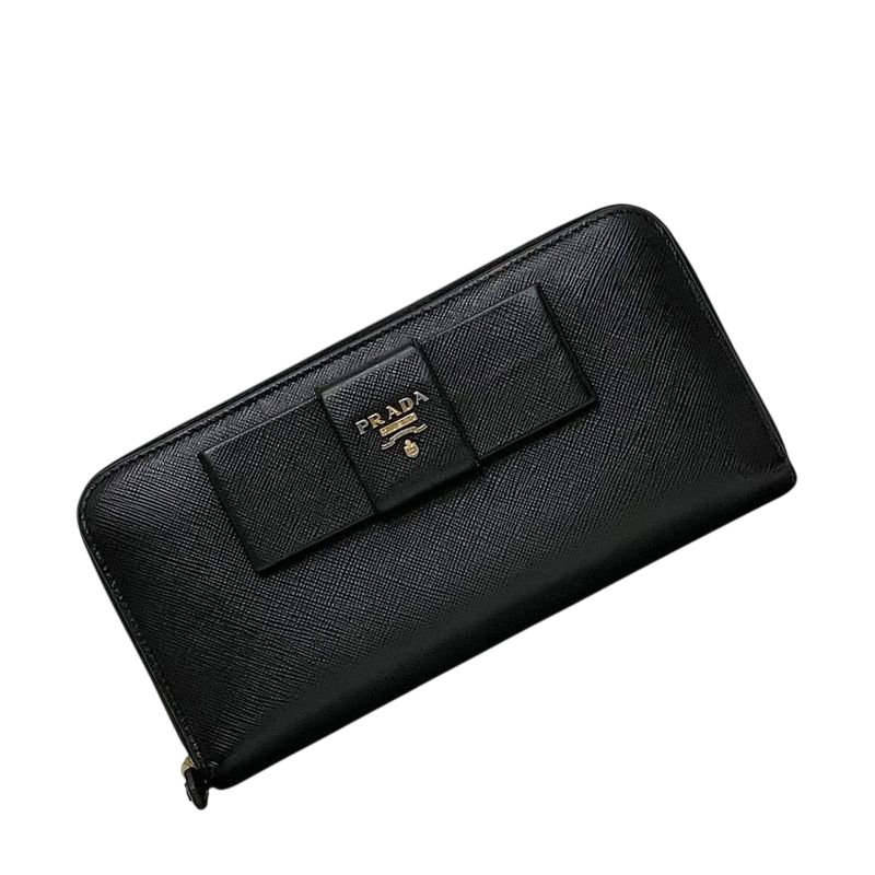 Prada Round Zipper Long Wallet Black NERO 1m0506 Wallet