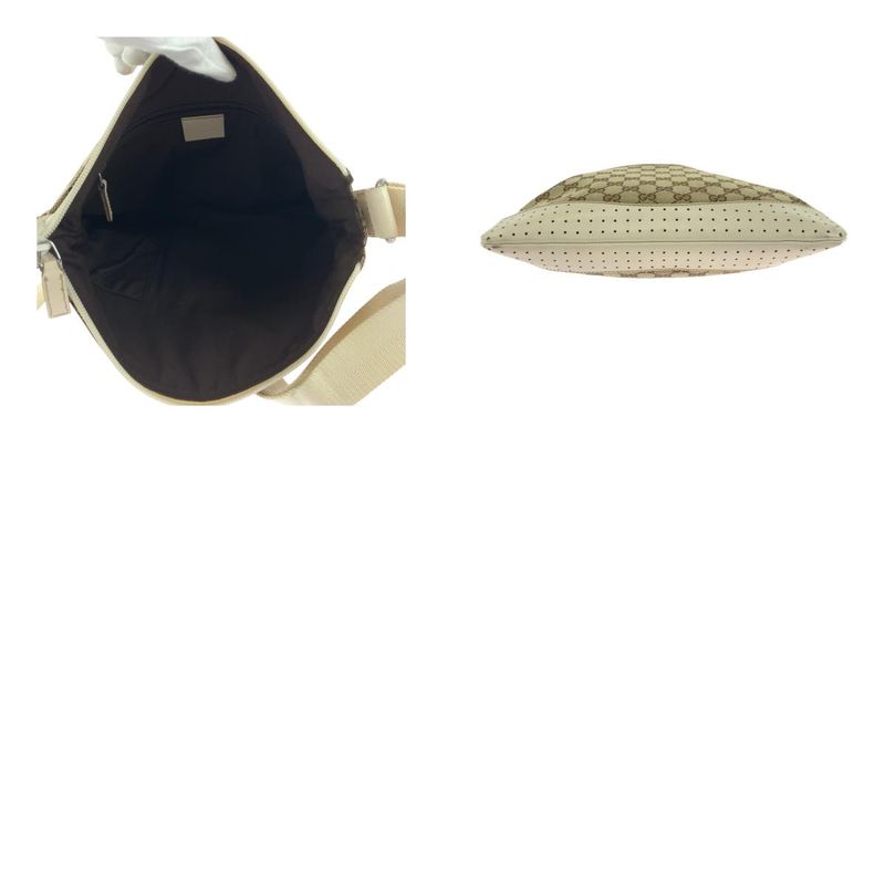 Gucci Beige Ivory Silver Hardware GG Canvas 145857 Shoulder Bag Pochette Women