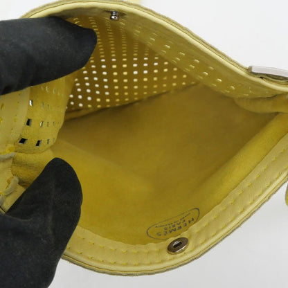 Hermes Tudu Punching Pochette Yellow Silver Hardware Shoulder Bag