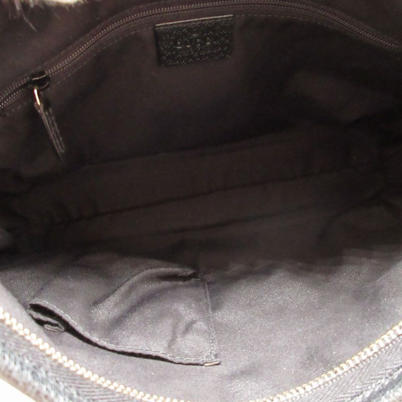 Gucci Abby 130738 GG Canvas Leather Hobo Black Shoulder Bag 1650 Gucci