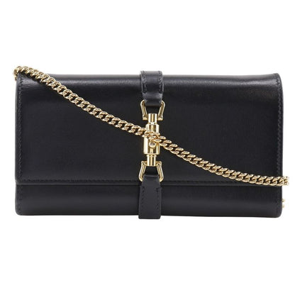 Gucci Jackie 1961 652681 Calf Black Women's Chain Wallet