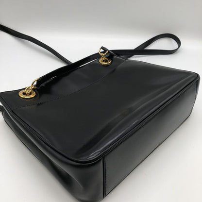 Gucci 001 46 1641 Shoulder Bag Tote Leather Black Women Men Vintage Fashion