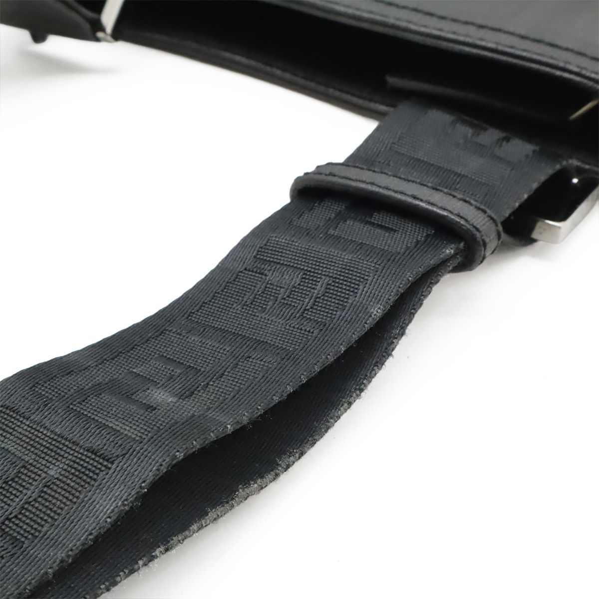 Fendi Zucca Pattern Shoulder Bag Pochette Crossbody Mini Bag PVC Black Black