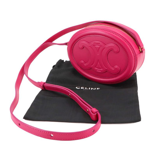 Exhibit Celine Oval Purse Cuir Triomphe Shoulder Bag Leather Pink 10i703dpq
