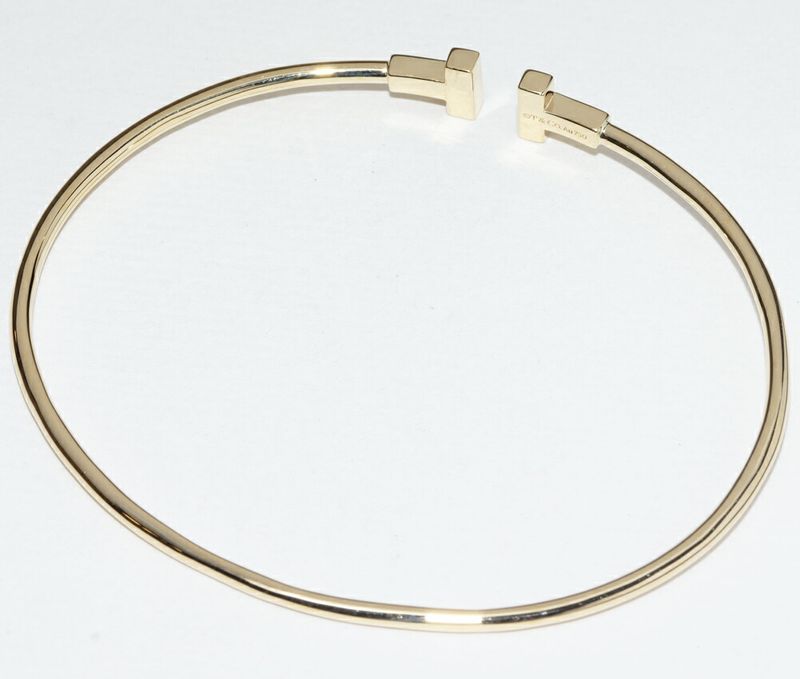 Tiffany & Co Bracelet Bangle 18K Yellow Gold T Narrow Wire Bracelet Extra Large