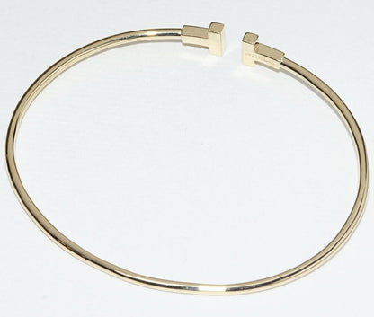 Tiffany & Co Bracelet Bangle 18K Yellow Gold T Narrow Wire Bracelet Extra Large