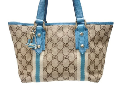 Gucci Handbag Brown Beige GG Supreme Canvas Leather Silver — view 2